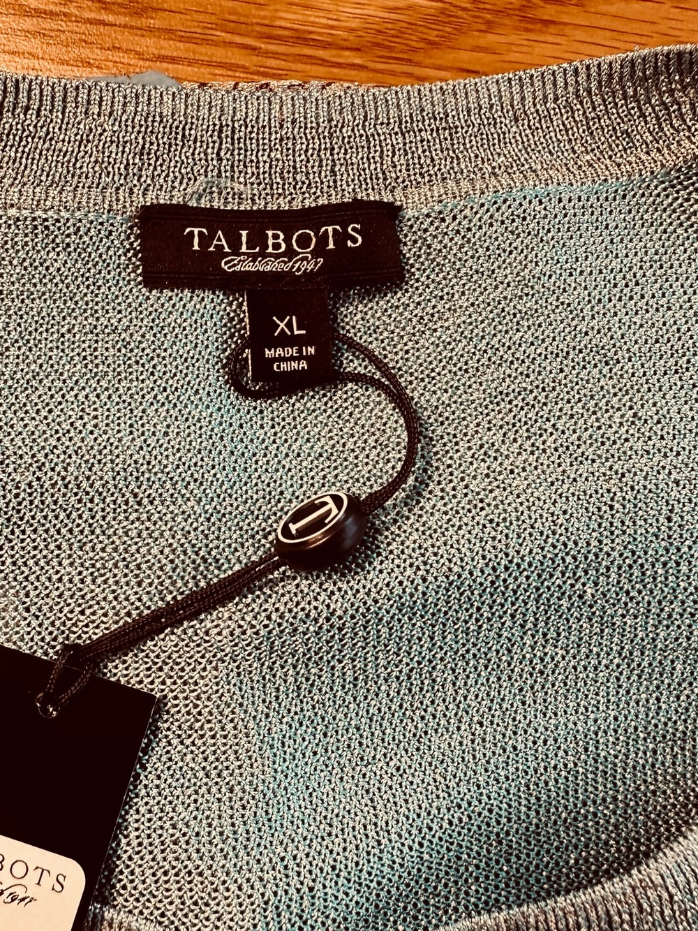 Talbots NWT skirt 18WP, & 2piece sweater set XL, sparkly gold, blue, & beige - Picture 9 of 14